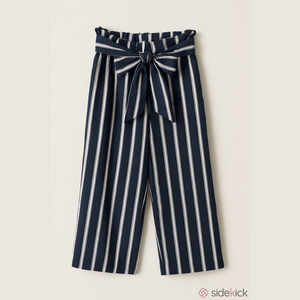 No Comment Girls black white striped tie front ankle capris size large 14